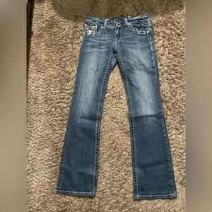 Miss Me Distressed Dark Blue Bootcut Jeans